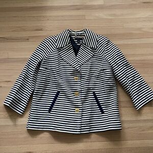 Tommy Hilfiger New Blue White Striped Pea Coat Sailors Jacket Blazer